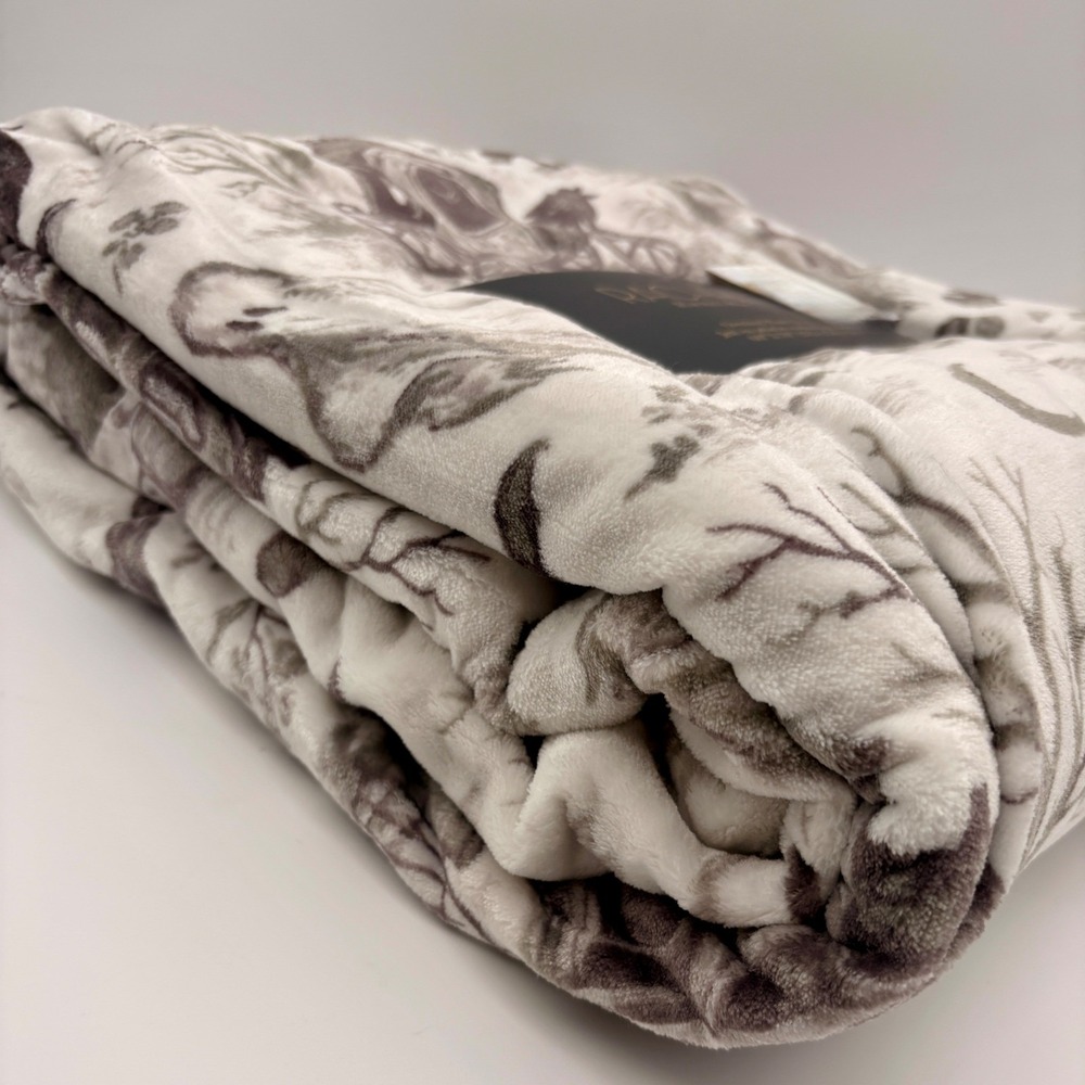 Rachel Roy Halloween Toile Oversized Plush Throw Blanket 60x70 Gothic New - Picture 4 of 6